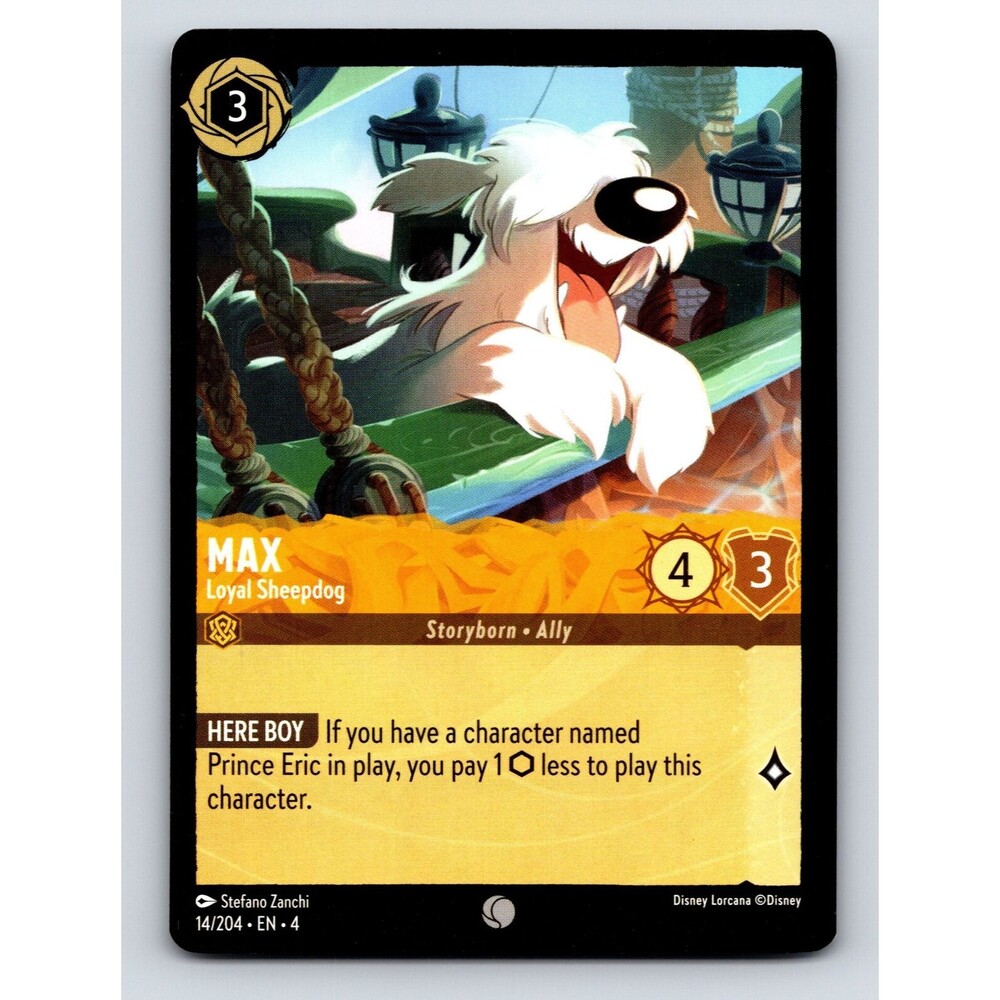 Basic Max Loyal Sheepdog HP 4 Here Boy Ability Yellow Lorcana Card